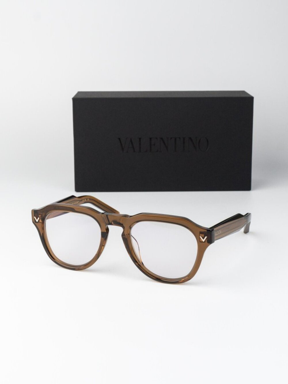 Valentino Men Eyeglasses Transparent Brown Pilot V-TALE II VLX-139 C
